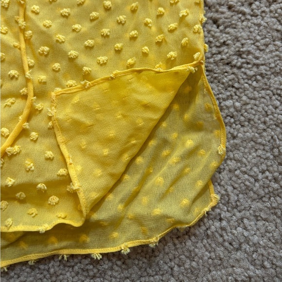 ALICE + OLIVIA Yellow Boho Short Swiss Dot Sleeve Julius Ruffle Sleeve Blouse S - Picture 10 of 15